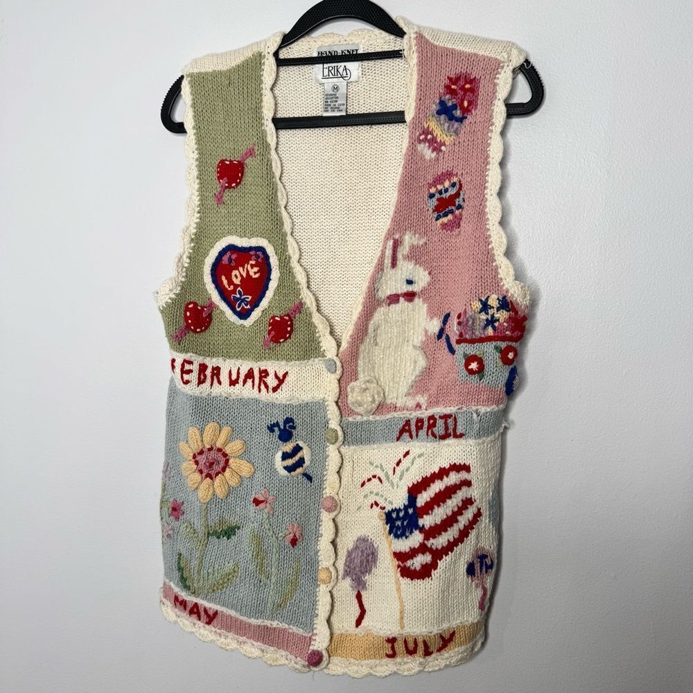 Vintage Erika Hand knit vest size M